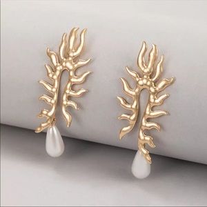 Golden Bohemian Pearl Drop Earrings